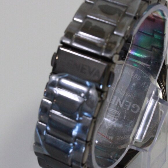 Geneva Men's Casual Watch Diamond At 12 Integrated Bracelet 42mm - Picture 11 of 13
